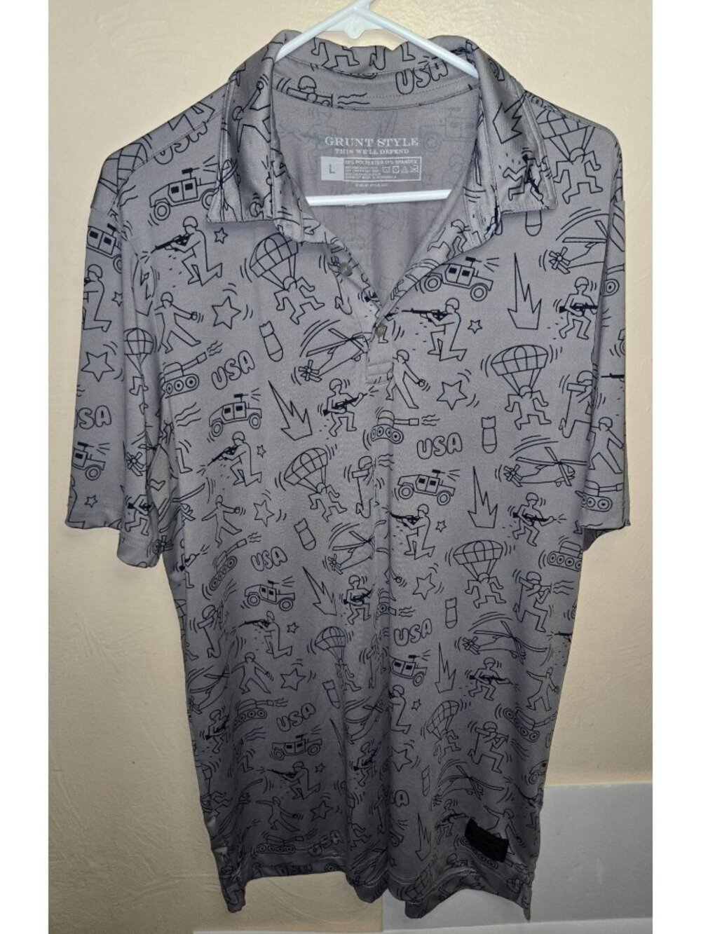 Grunt Style Men's Cartoon Military Themed Print Polo Polyester Spandex Blend Fun